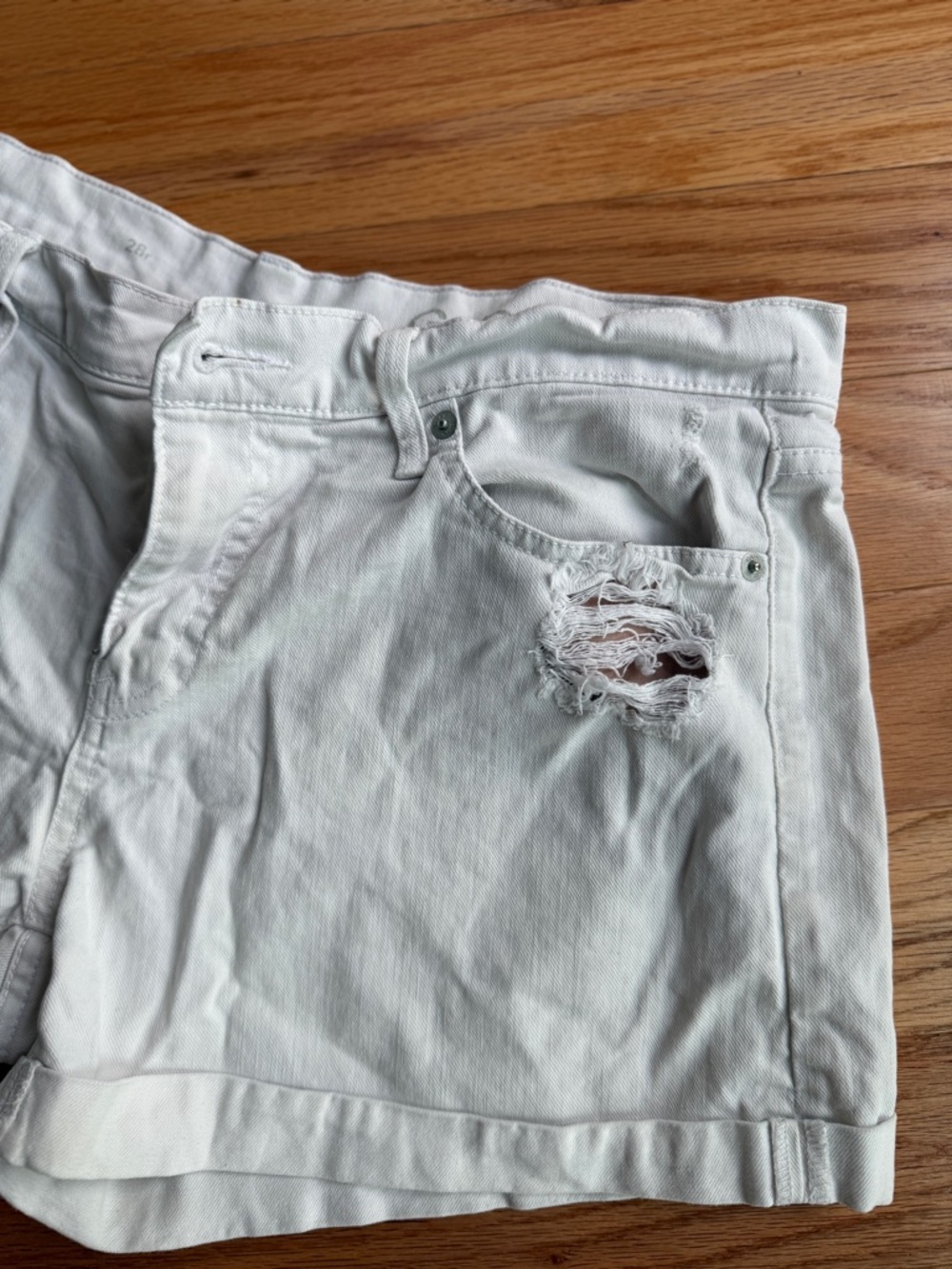 GAP White Distressed Denim Jean Shorts - Picture 5 of 7